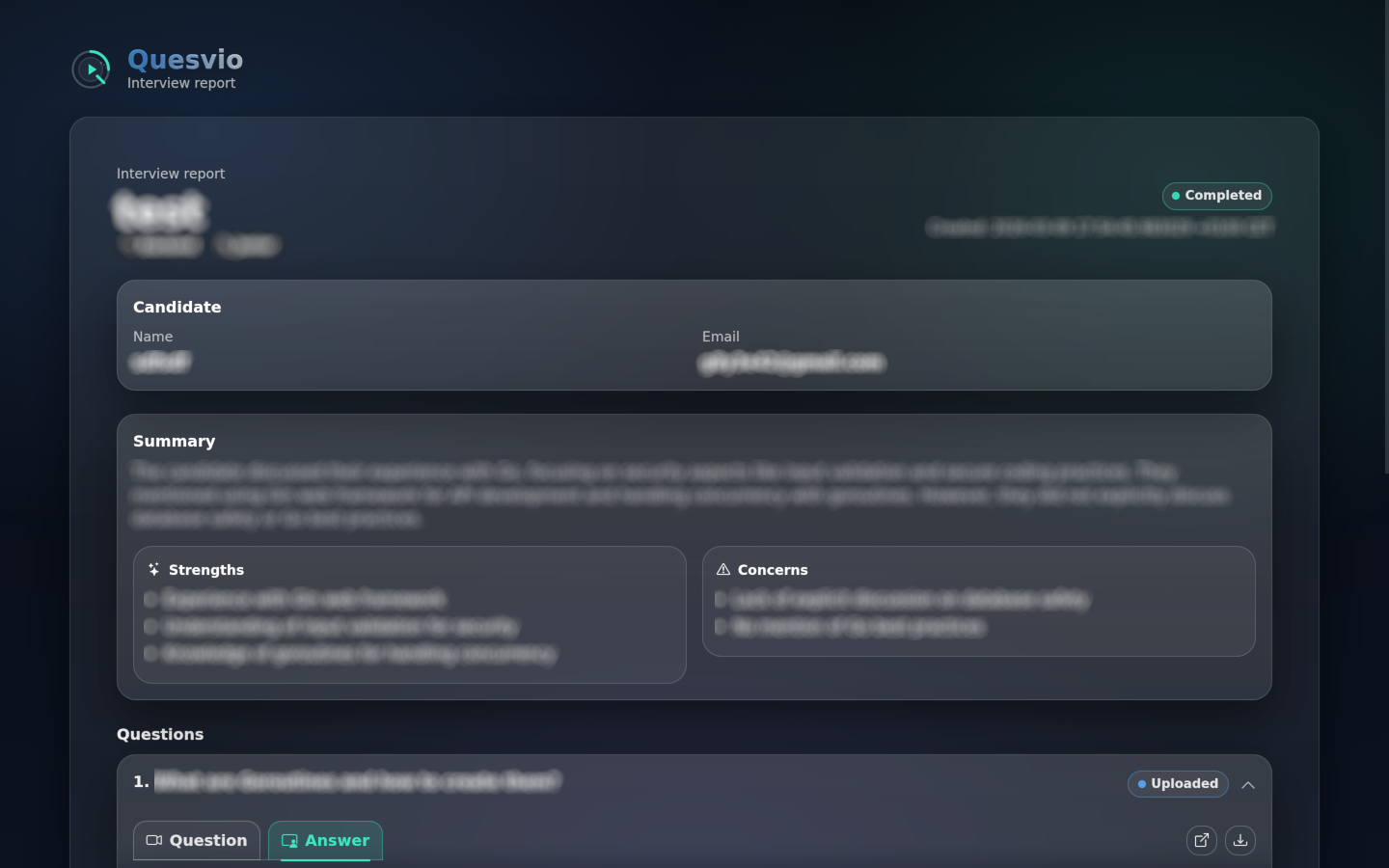 Quesvio interview report